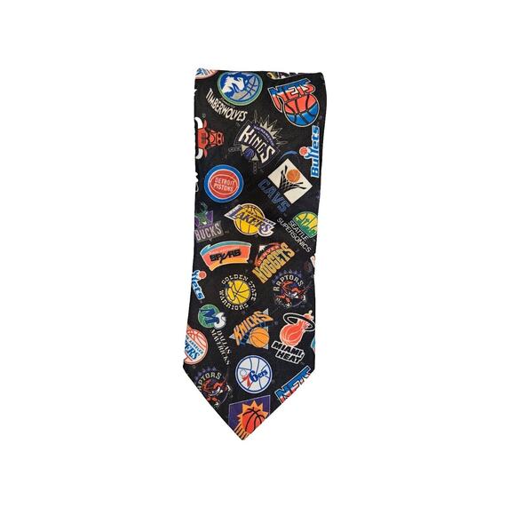 Vtg NBA Logos Mens Tie Necktie Surrey Wallywear Tie Basketball Teams 90s 1994 - Picture 5 of 8